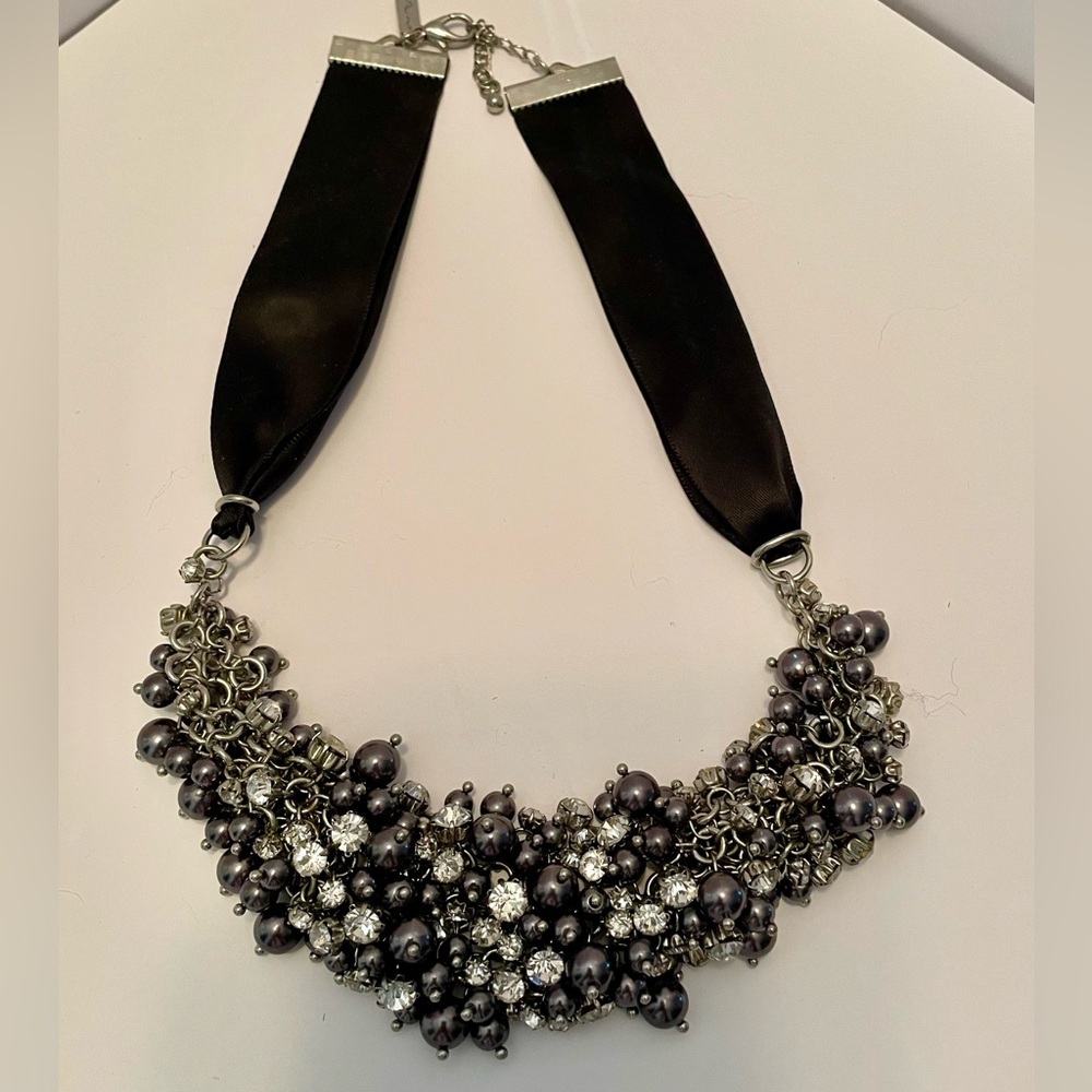 Nina Melaney Black Pearl And Swarovski Crystal Necklace‎